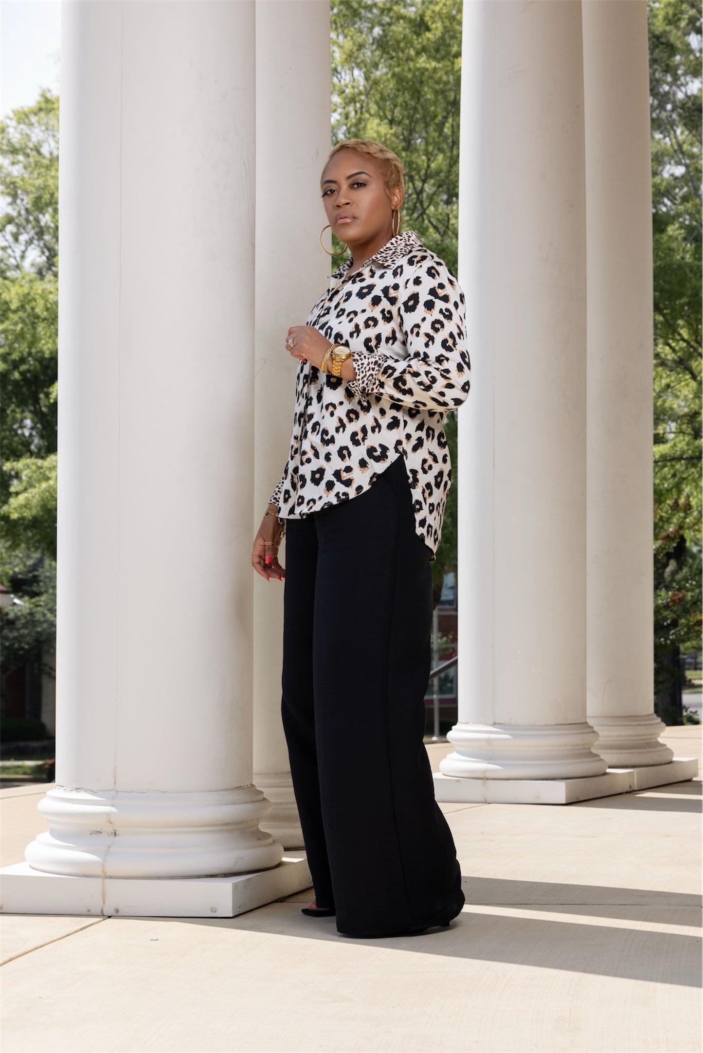 Leopard Luxe Satin Blouse