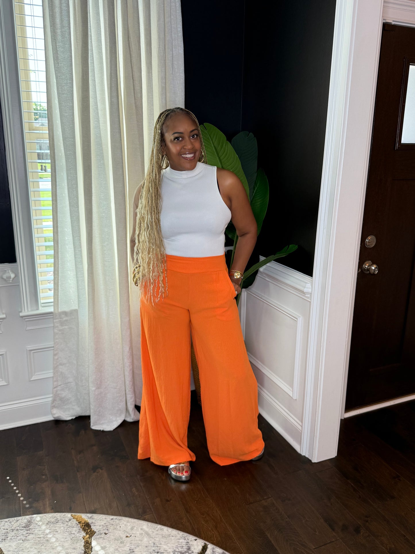 Orange Wide Leg Pants