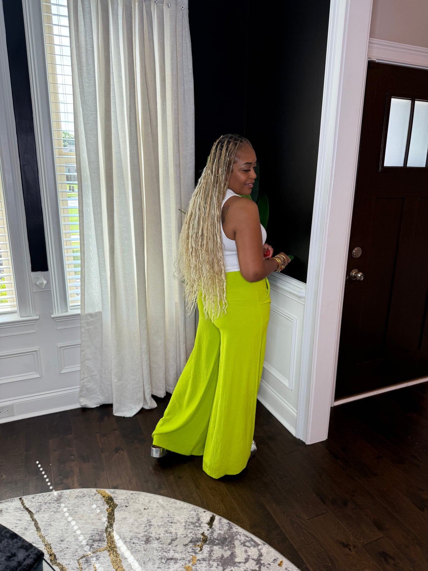 Lime Wide Leg Pants