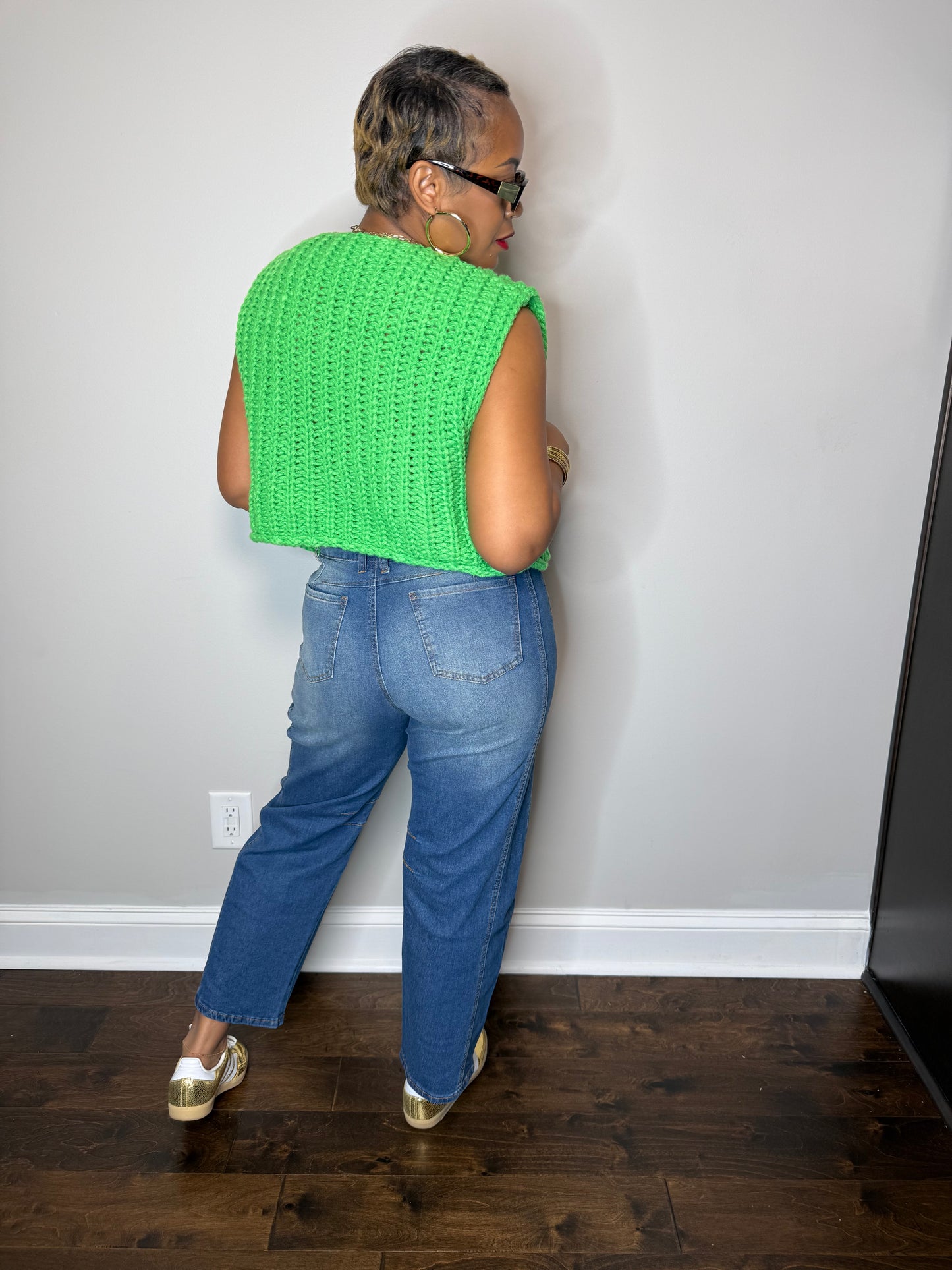 Chunky Knit Vest - Green