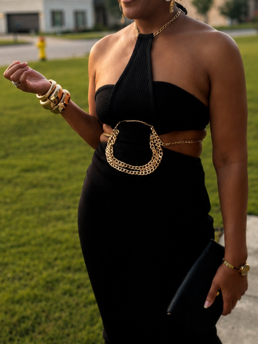 Chain Detail Midi Dress