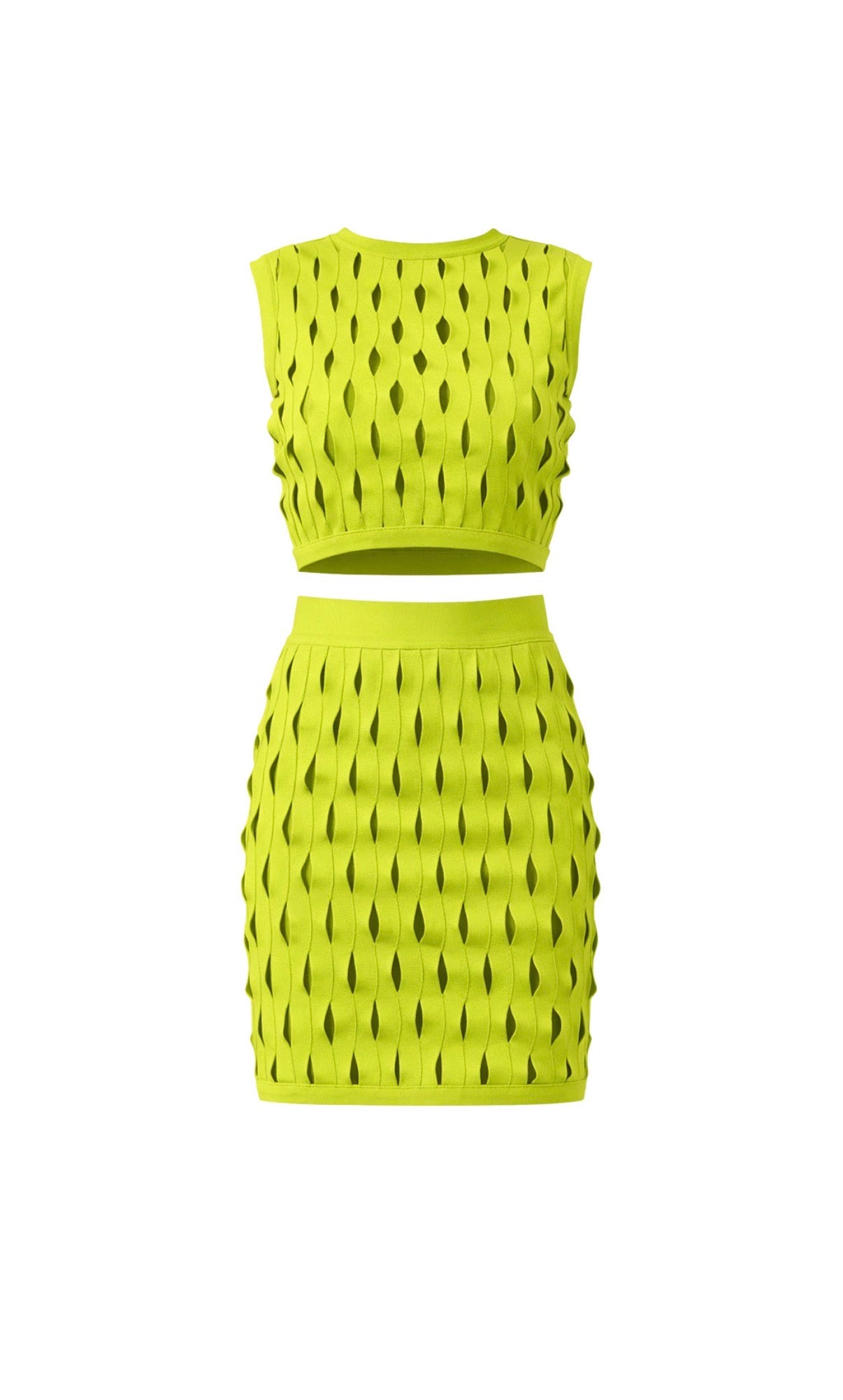 Lime Cutout Textured Skort Set