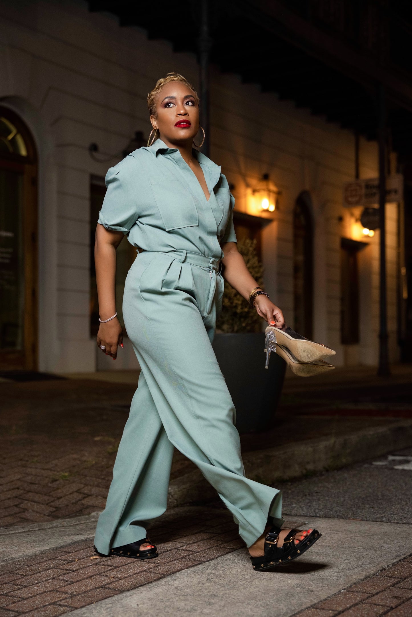 Pleated Down Pants Set