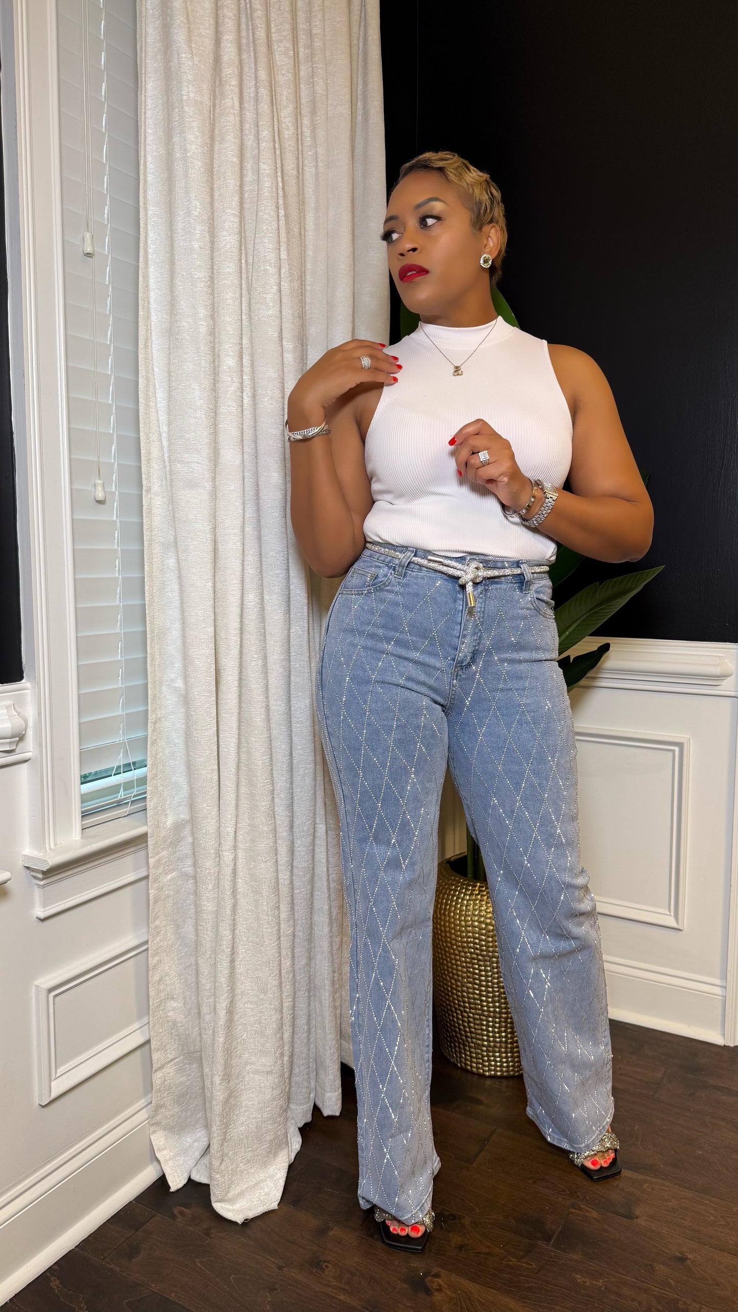Rhinestone Diamond Jeans