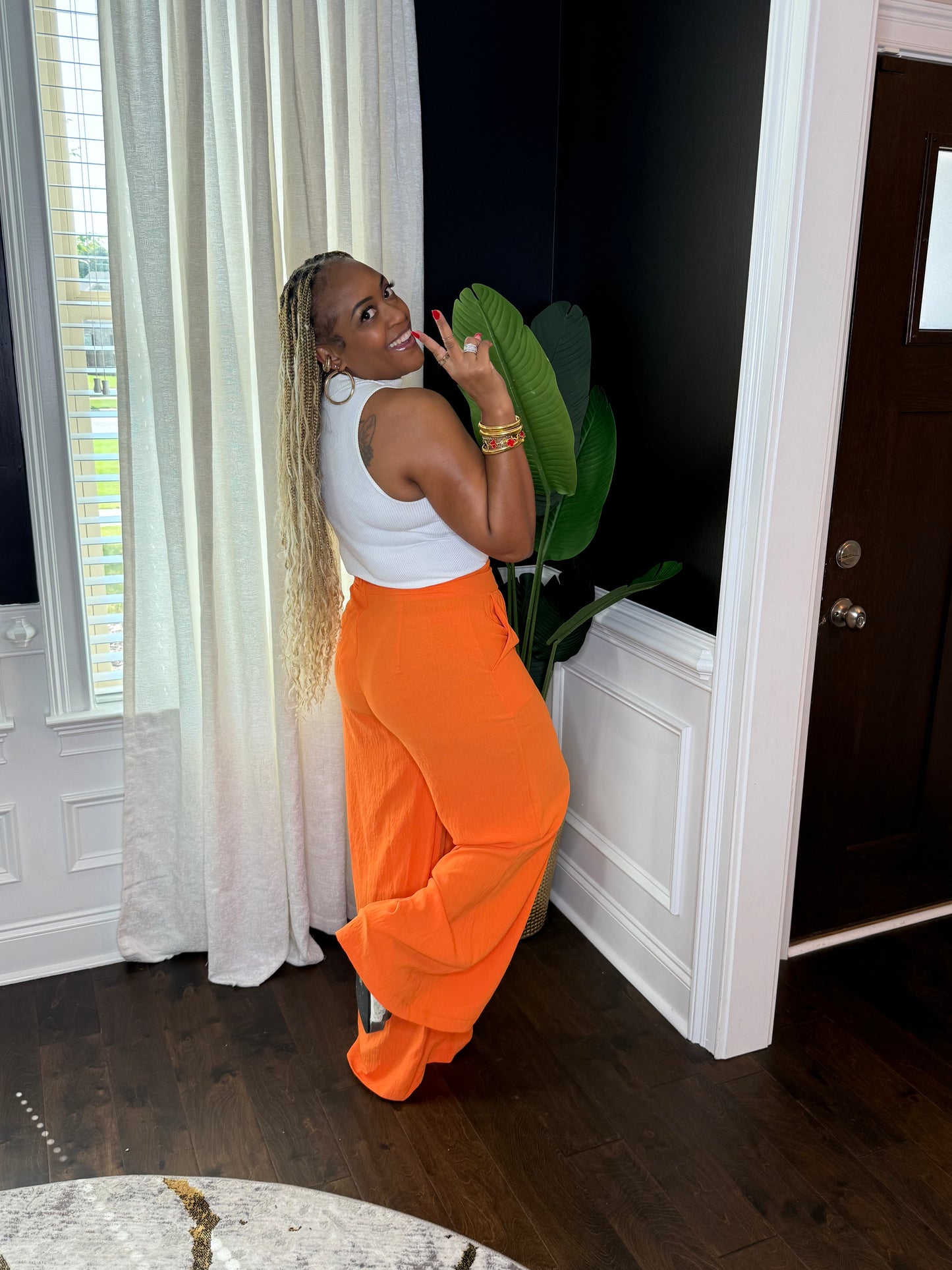 Orange Wide Leg Pants