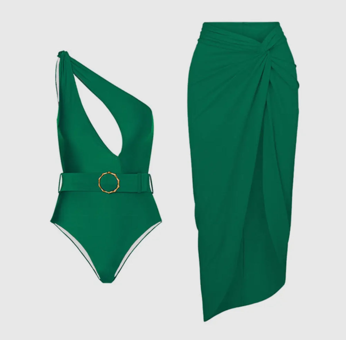 One Shoulder Belted Swimsuit & Cover Up