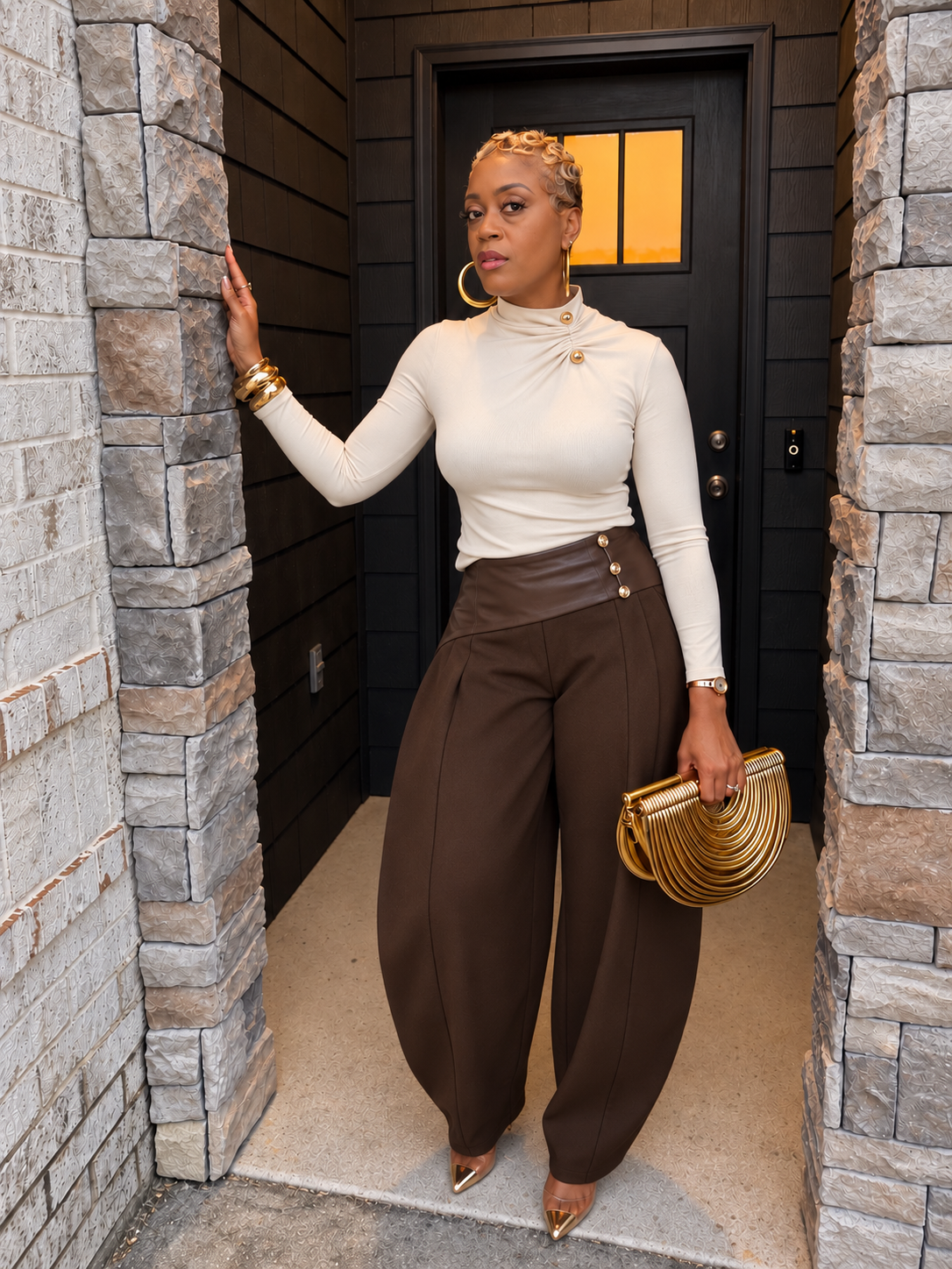 The Mercer Leather-Trim Barrel Pant