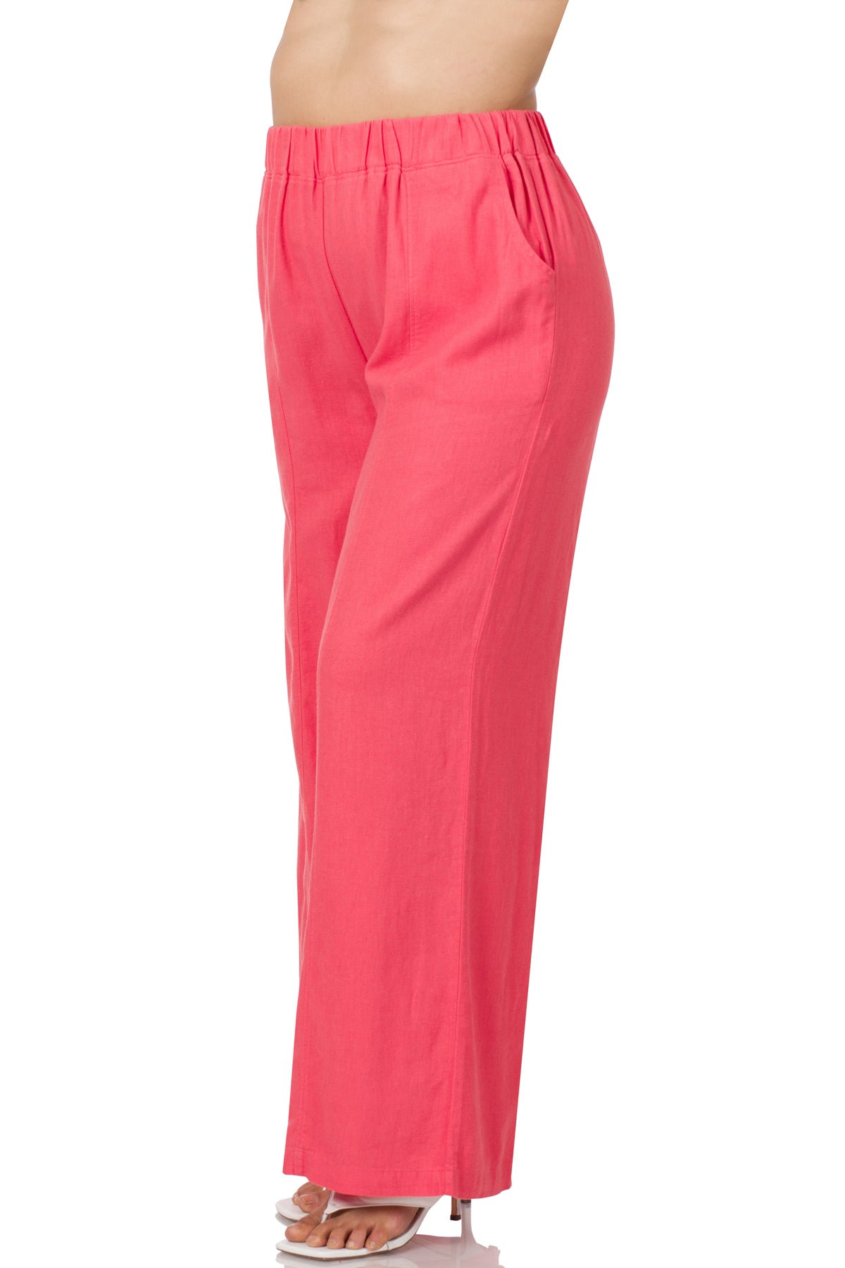 Plus Size Linen Pants - Dark Salmon