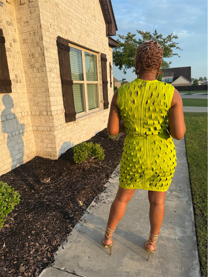 Lime Cutout Textured Skort Set