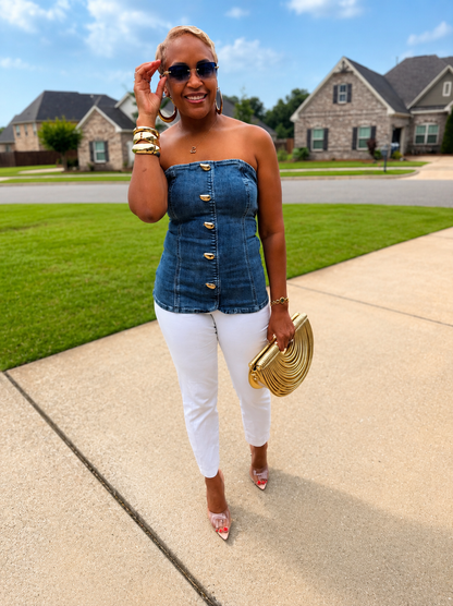 Strapless Denim Bustier