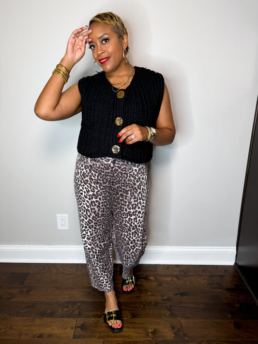 Leopard Print Cropped Jeans
