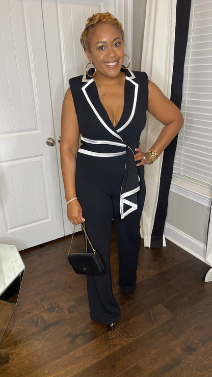 Black Sleeveless Wrap Jumpsuit