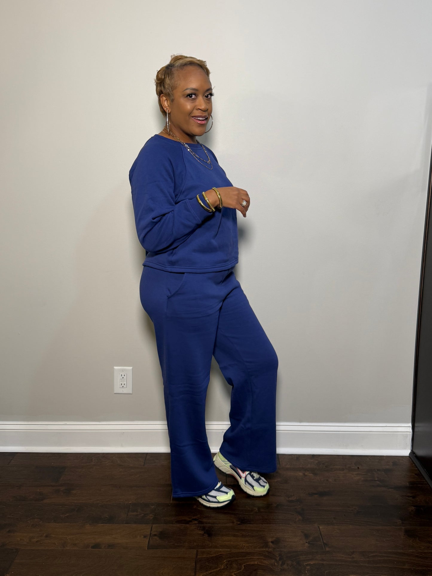 Fleece Lined Lounge Set - Light Navy