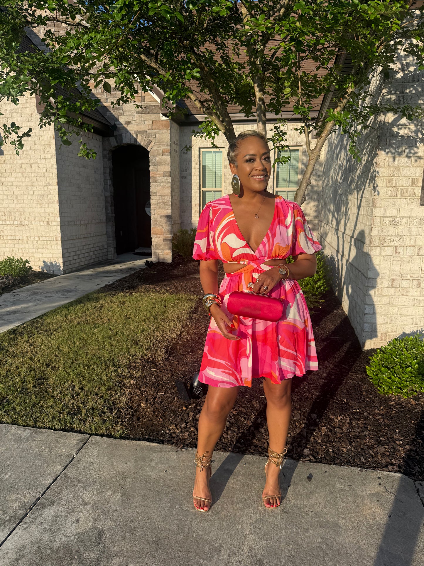 Sunset Sorbet Cutout Mini Dress