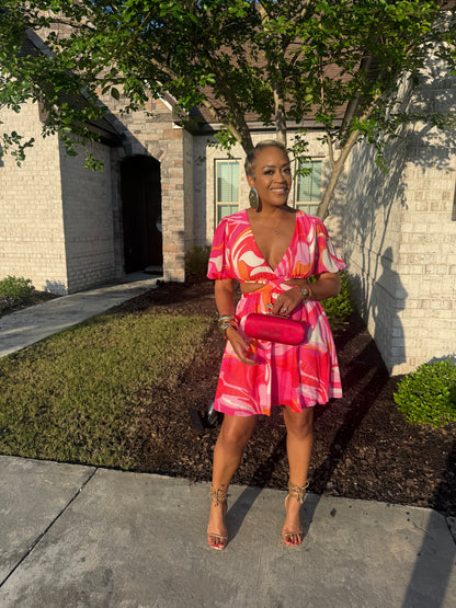 Sunset Sorbet Cutout Mini Dress