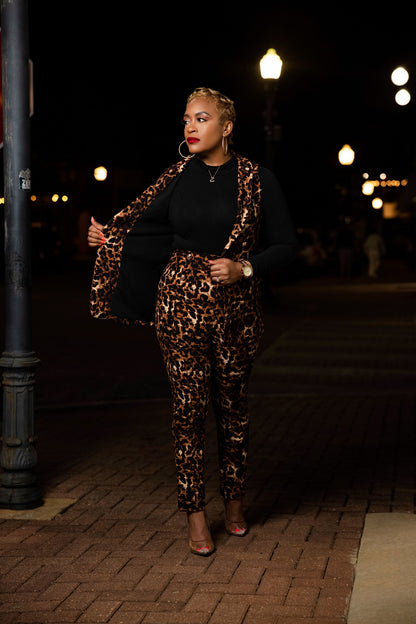 Animal Print Trousers with Gold Buttons