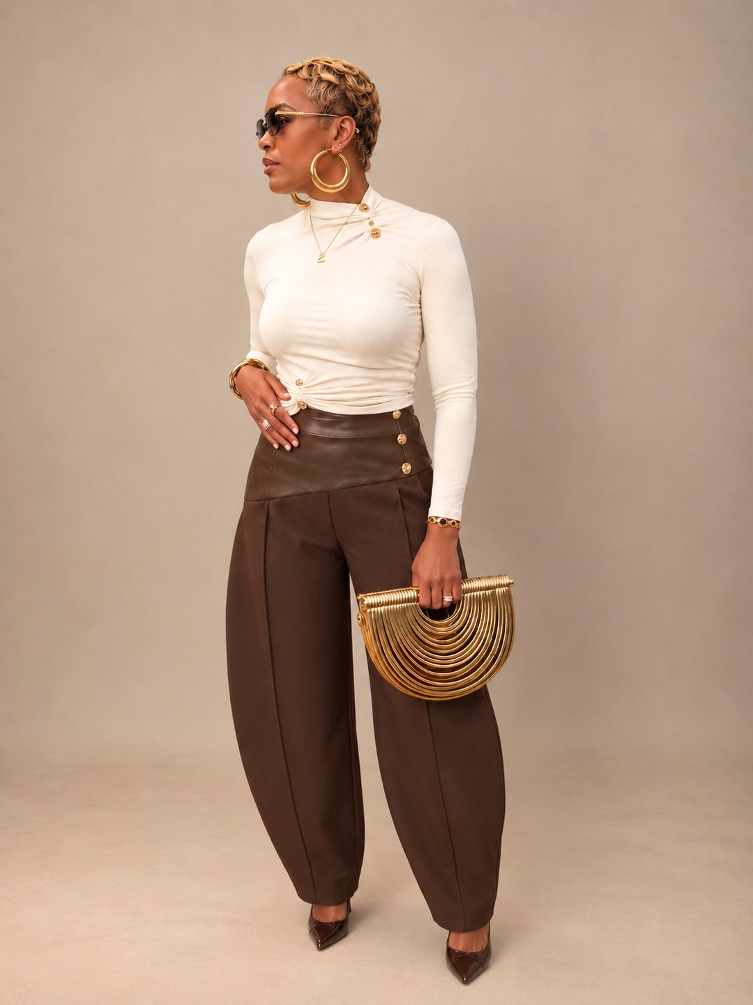 The Mercer Leather-Trim Barrel Pant