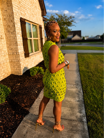 Lime Cutout Textured Skort Set