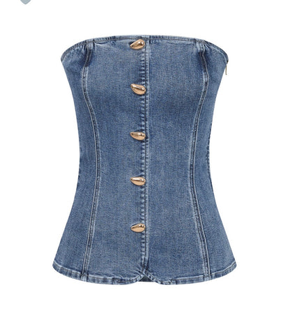 Strapless Denim Bustier