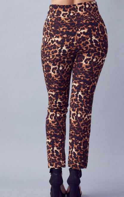 Animal Print Trousers with Gold Buttons