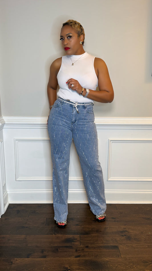 Rhinestone Diamond Jeans