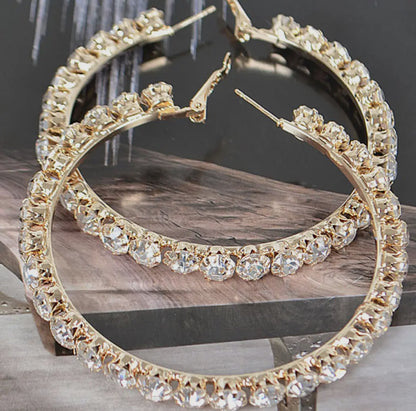 Chunky Rhinestone Hoop Earrings