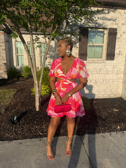 Sunset Sorbet Cutout Mini Dress