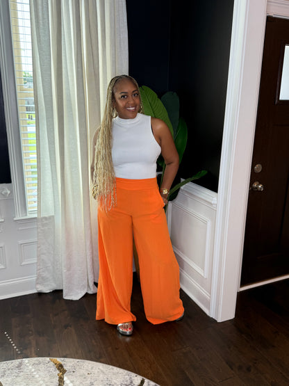 Orange Wide Leg Pants