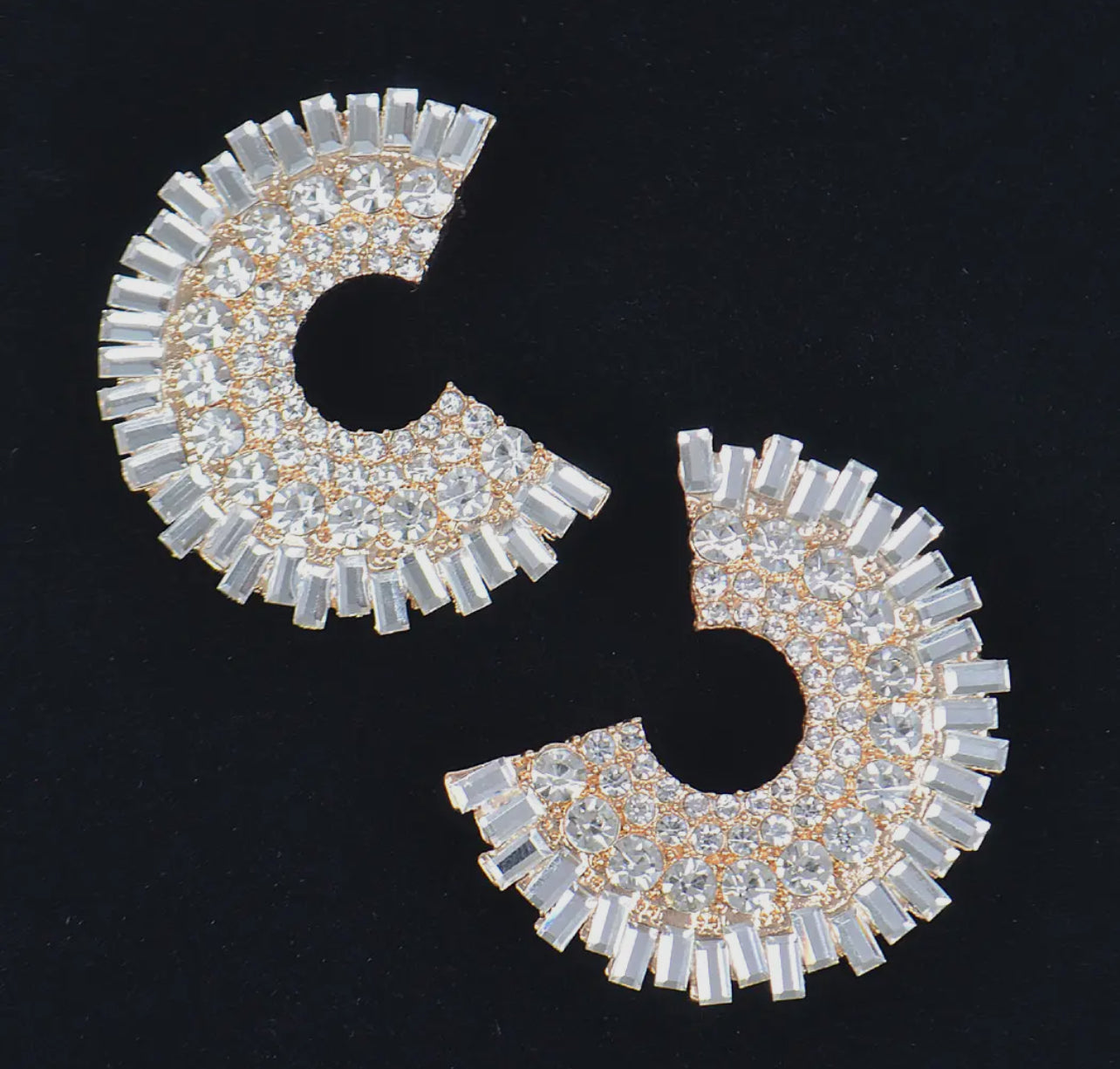 Semi-C Rhinestone Earrings