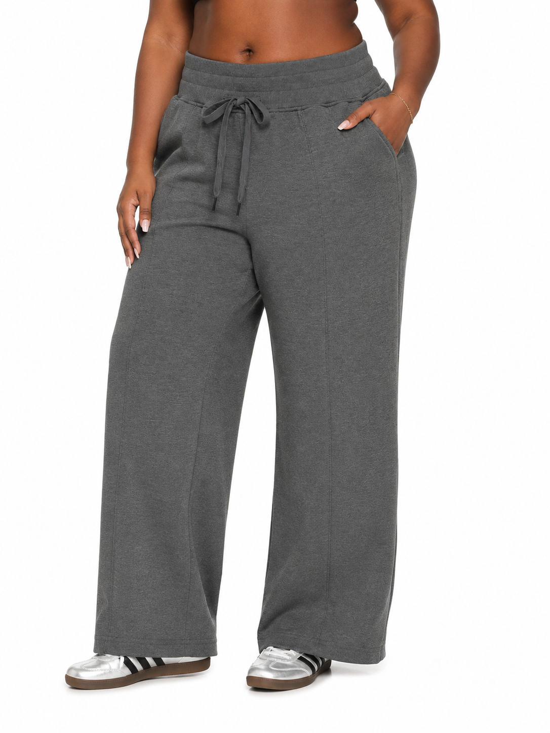 Plus Size Quarter Zip Wide Leg Pant Set