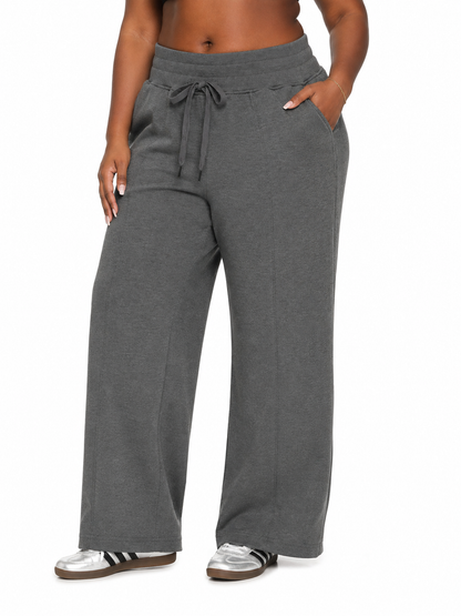 Plus Size Quarter Zip Wide Leg Pant Set