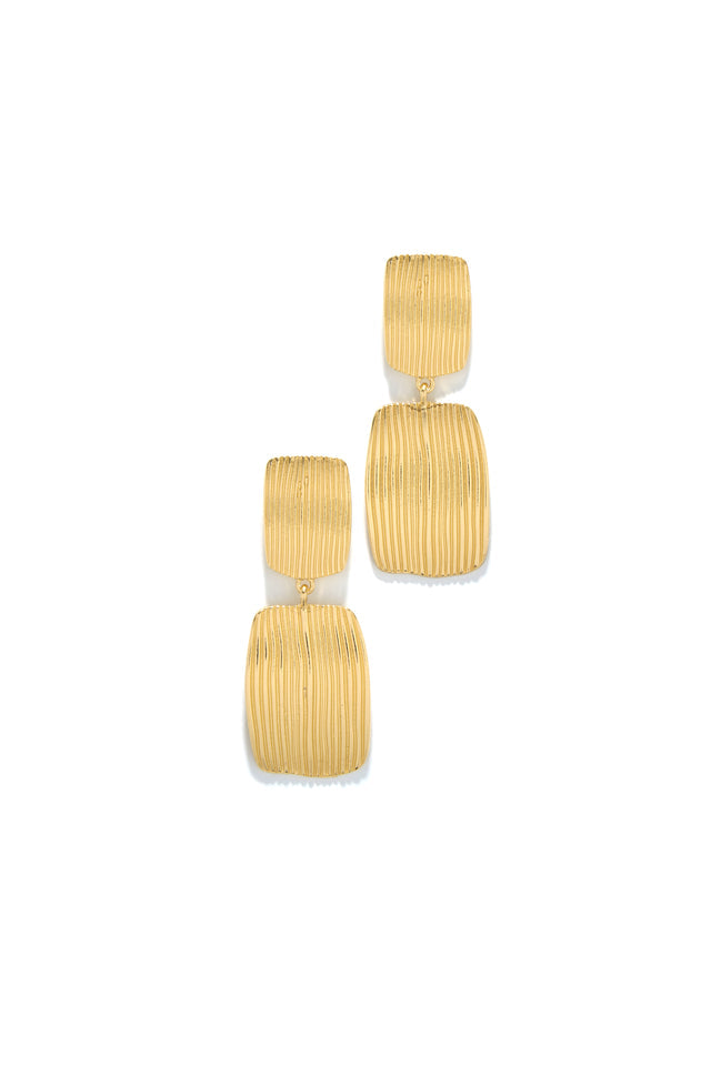 Textured Link Square Earrings