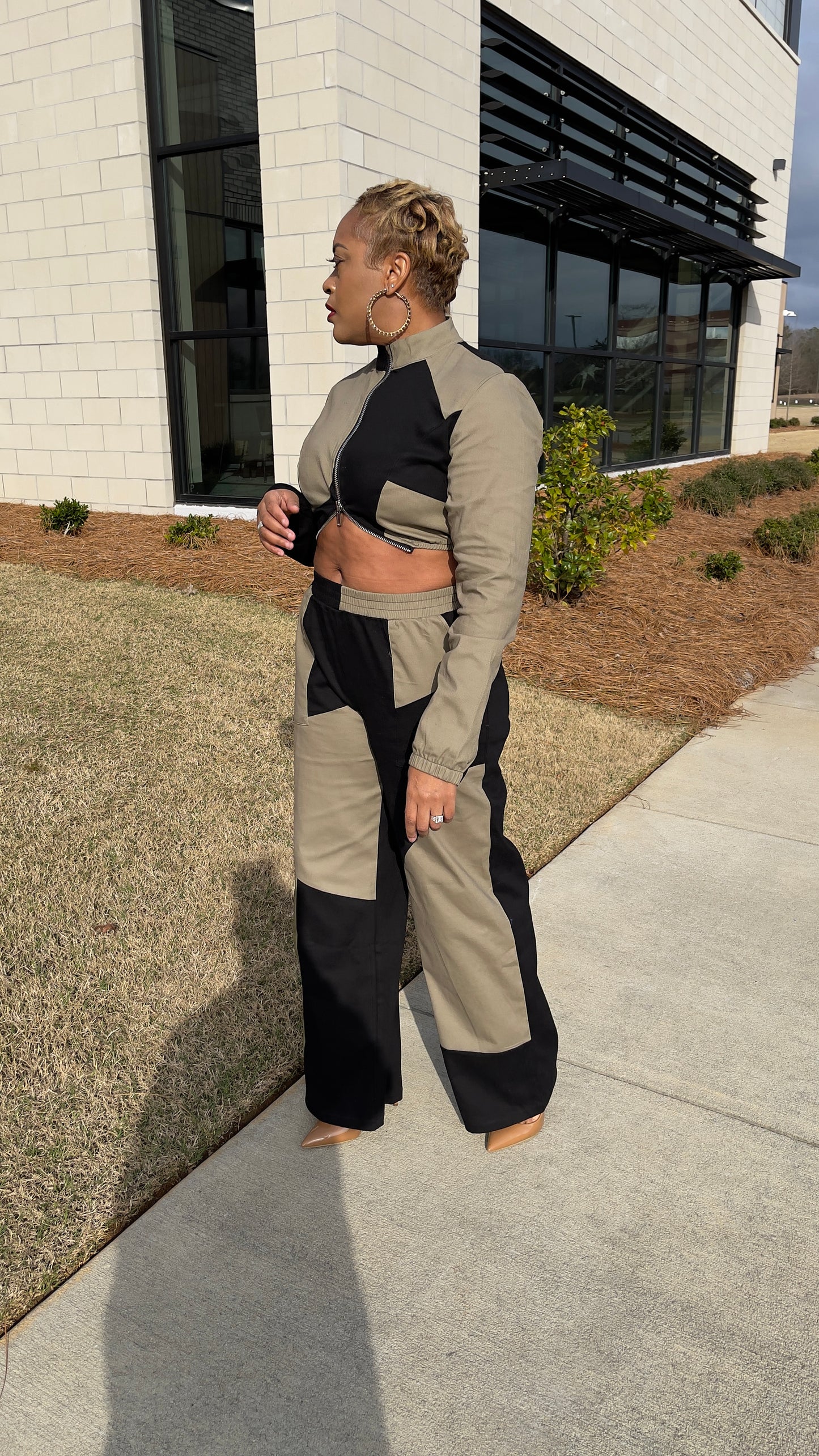 Olive & Black Colorblock Set