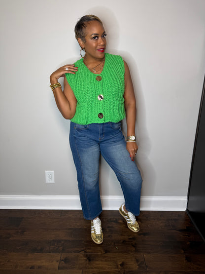 Chunky Knit Vest - Green