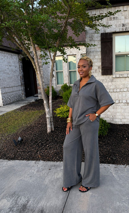 Relaxed Wide Leg Pant Set - (4 Colors)
