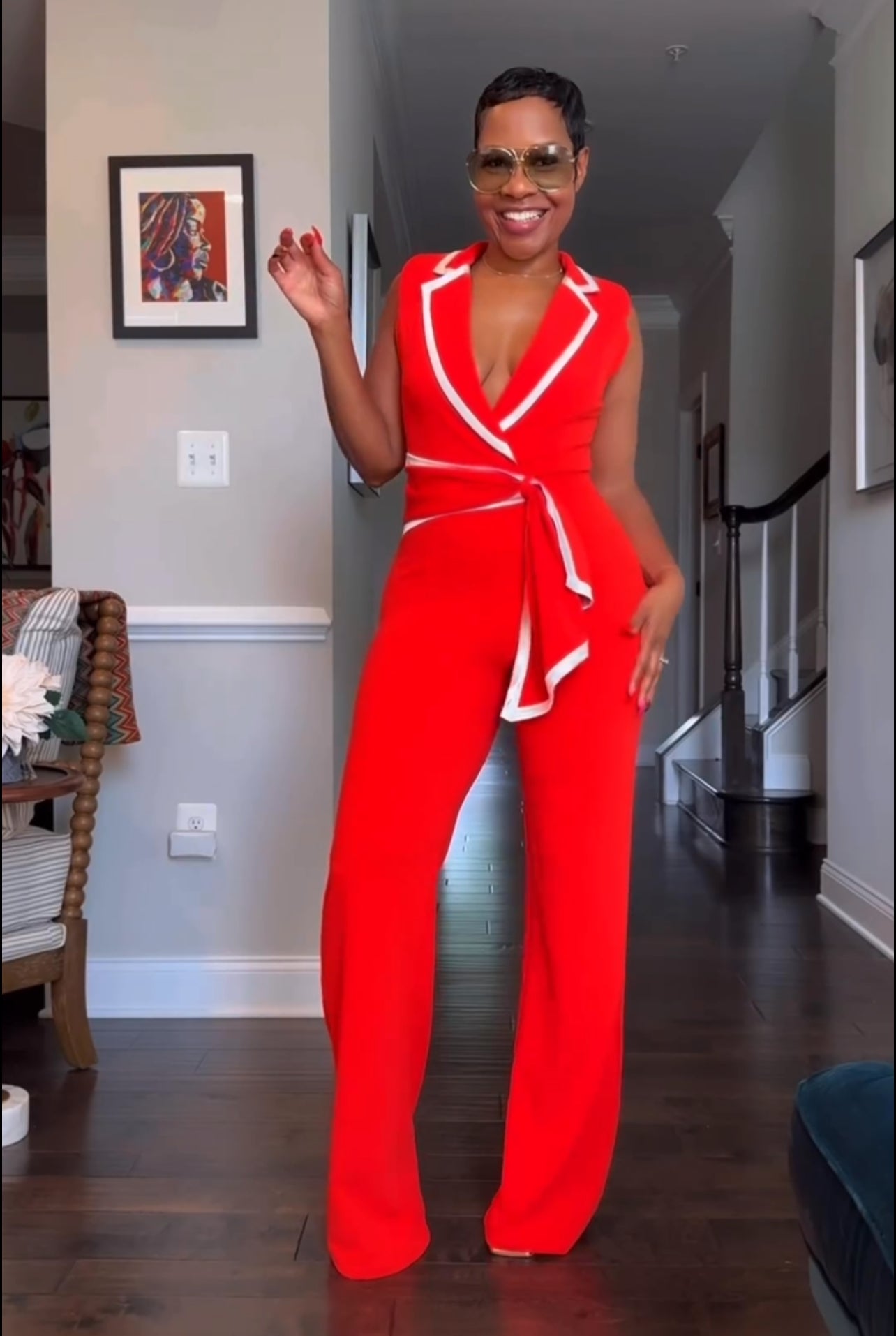 Orange Sleeveless Wrap Jumpsuit