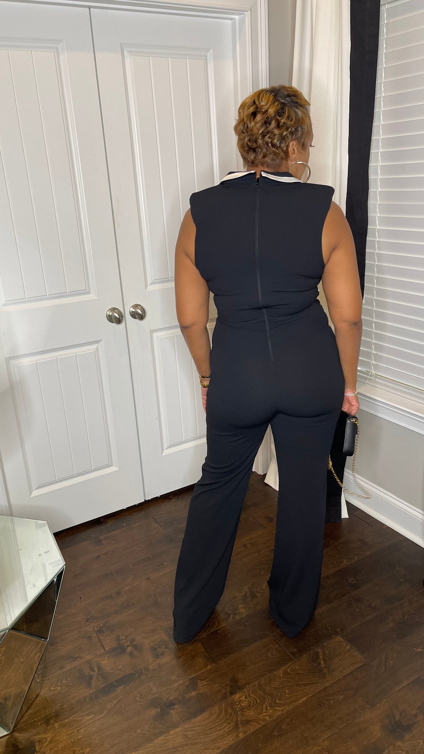 Black Sleeveless Wrap Jumpsuit