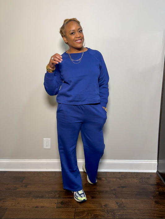 Fleece Lined Lounge Set - Light Navy