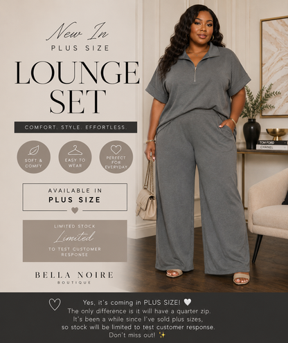 Plus Size Quarter Zip Wide Leg Pant Set