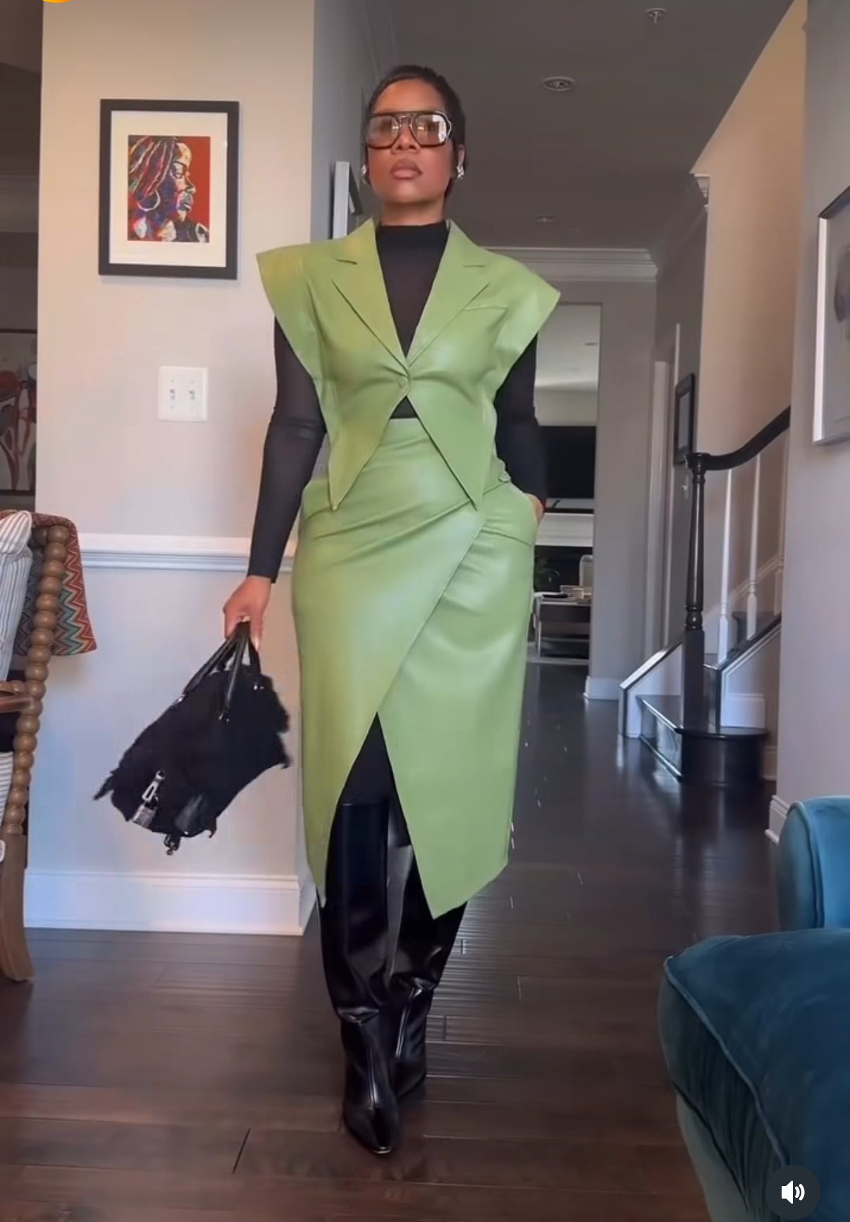 Vegan Leather Vest & Skirt Set