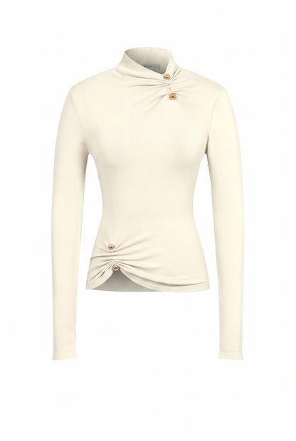 The Aurelia Ruched Button Top