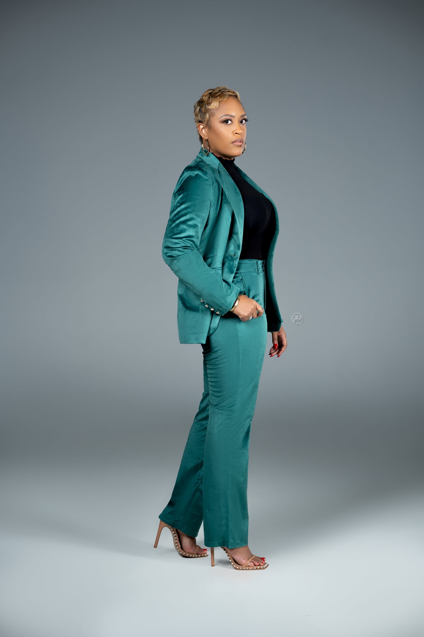 Green velvet deals pantsuit