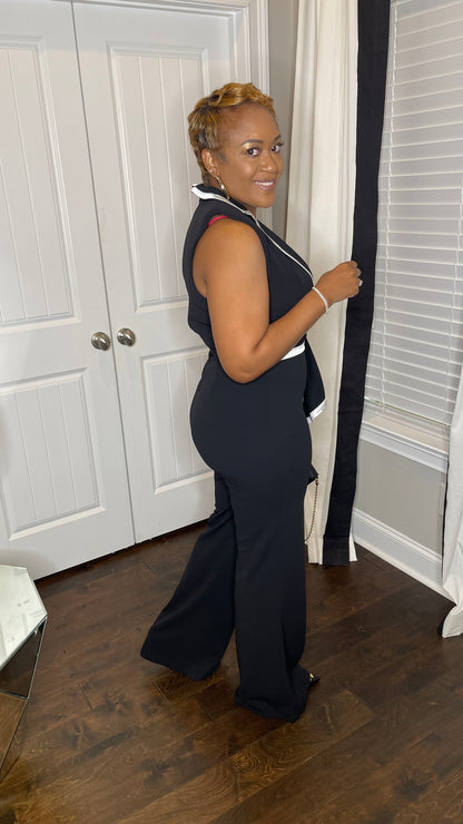 Black Sleeveless Wrap Jumpsuit