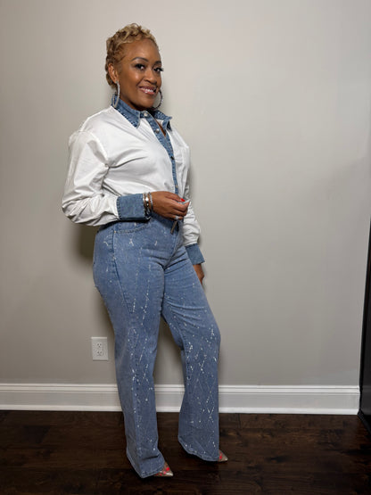 Denim & White Button Down Shirt