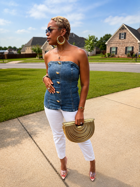Strapless Denim Bustier