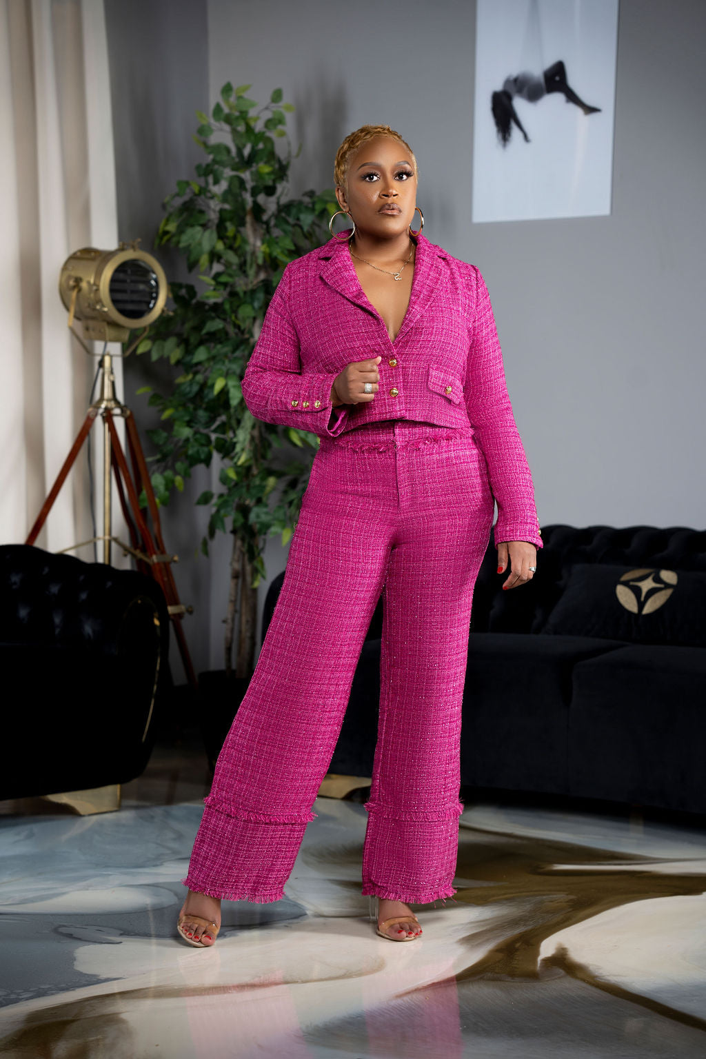 The Clueless Cropped Tweed Blazer Suit