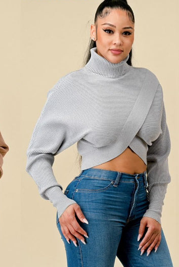 Cropped Crossover Turtleneck