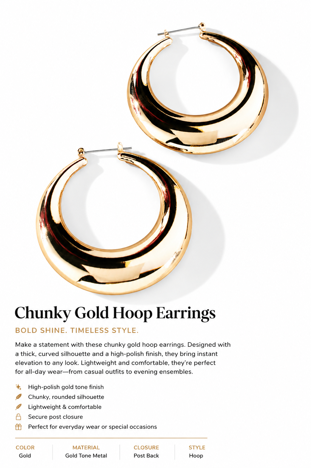 Chunky Gold Hoop Earrings