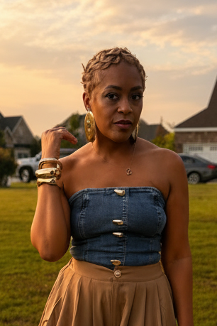 Strapless Denim Bustier