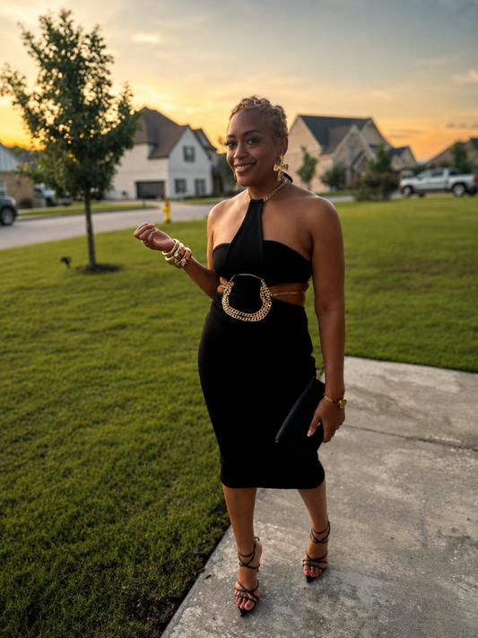 Chain Detail Midi Dress